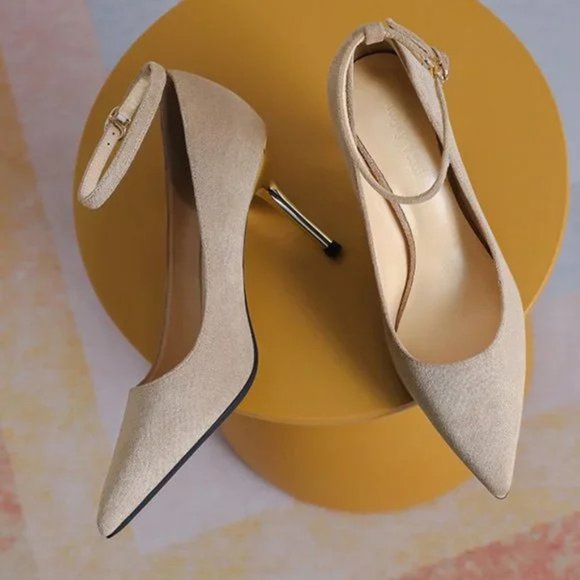 One word with high heels, fluffy professional single shoes - Picture 2 of 6